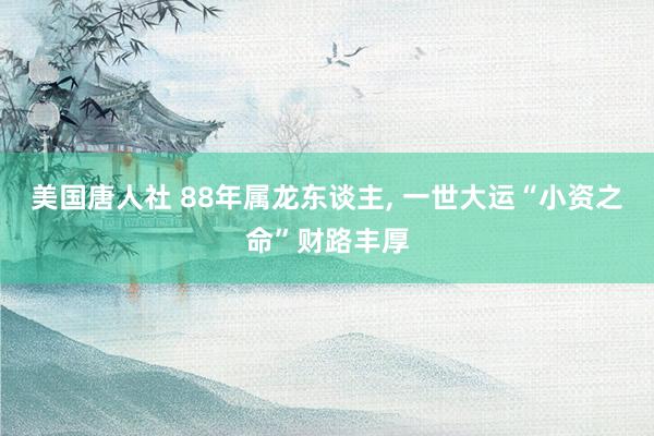 美国唐人社 88年属龙东谈主, 一世大运“小资之命”财路丰厚